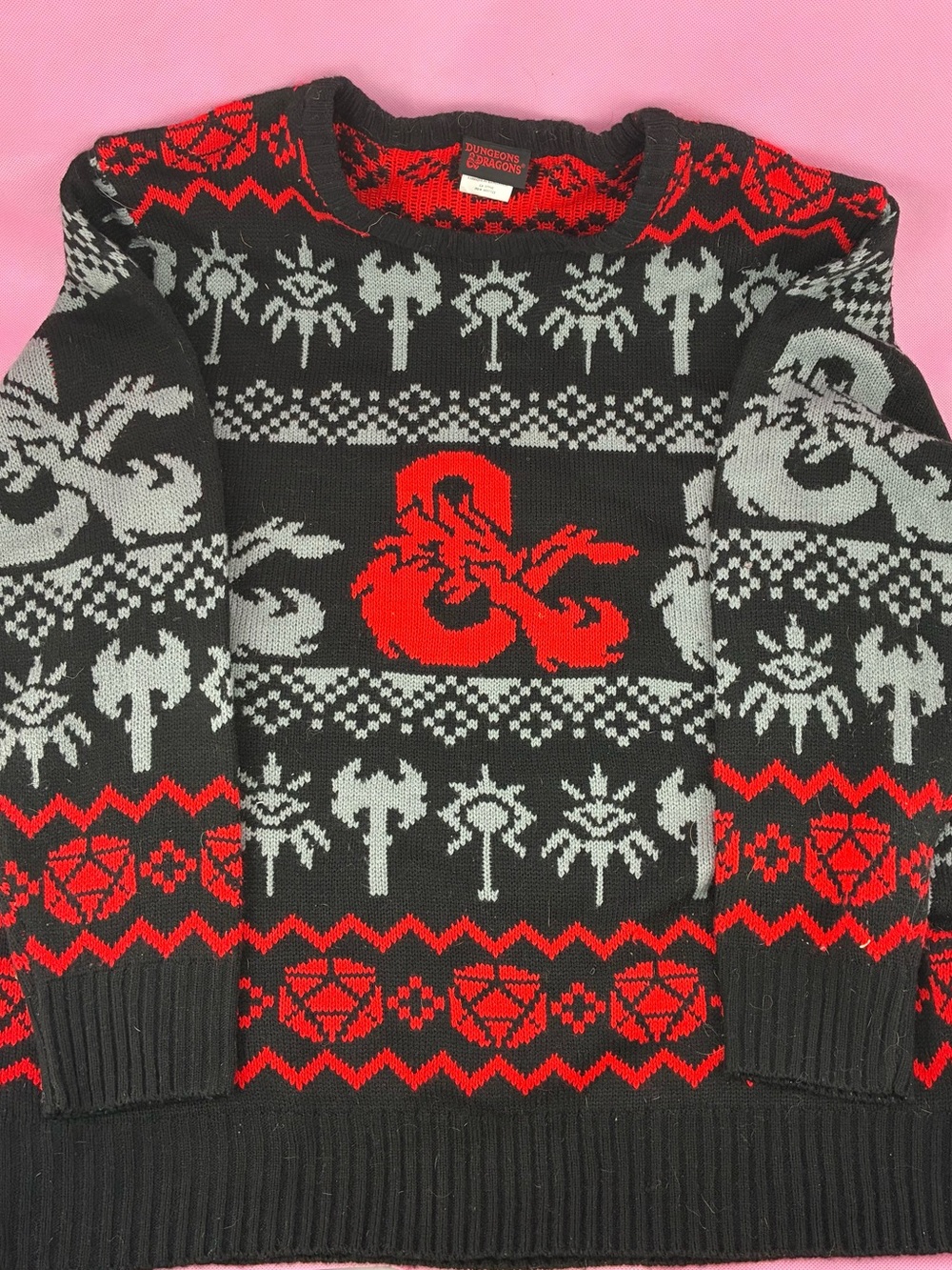 Dungeons & Dragons (D&D) “Ugly” Christmas Sweater Red and Black